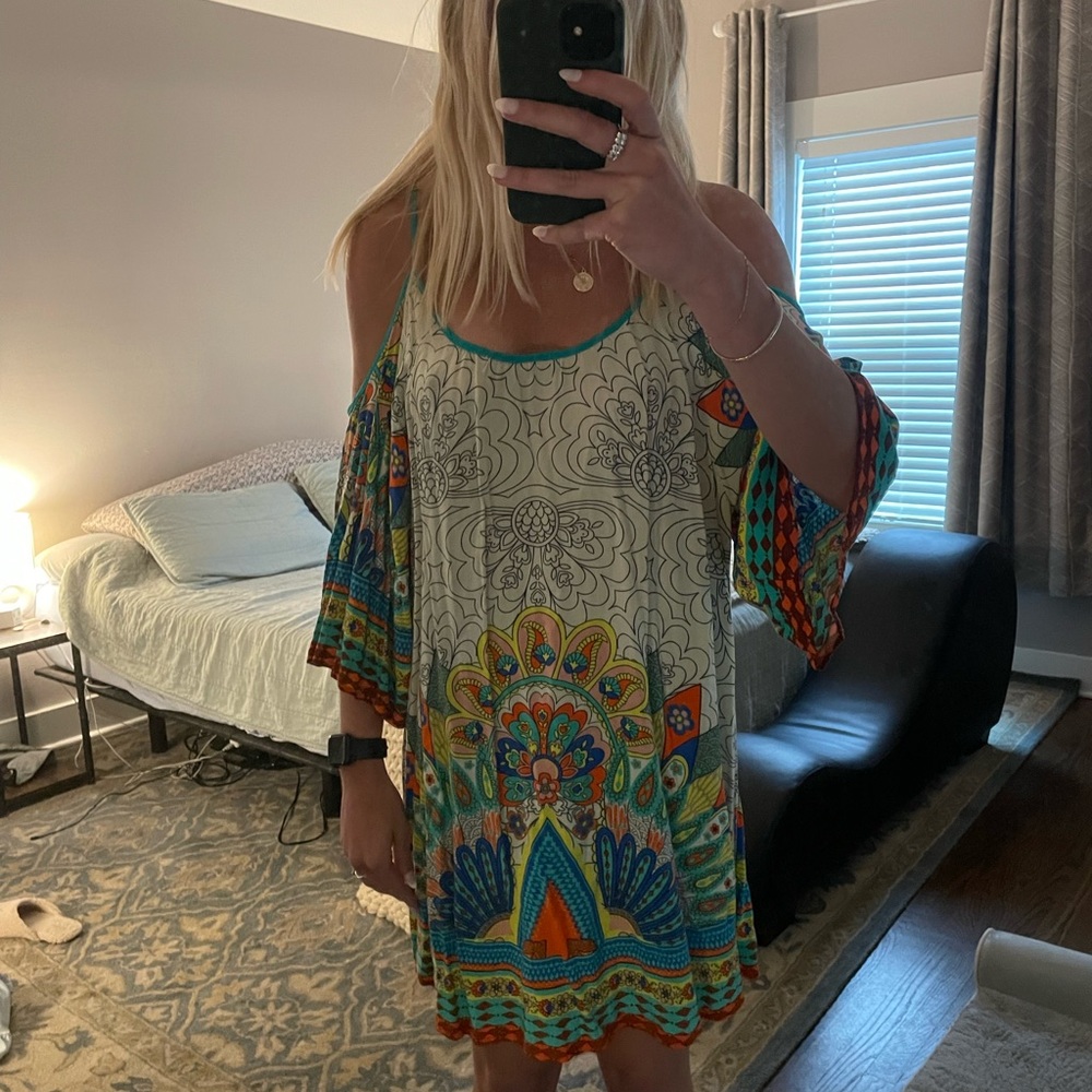 Colorful Bohemian Off-Shoulder Dress